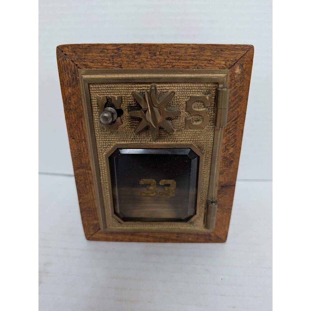 Antique USPS Post Office Box Door Bank With Combination With Original Brass Door